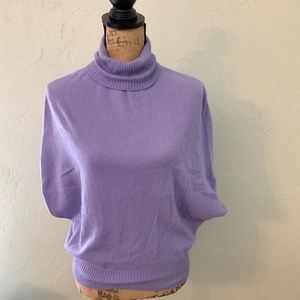 lavender Benetton cashmere Sweater turtleneck pullover mock neck short Sleeve S